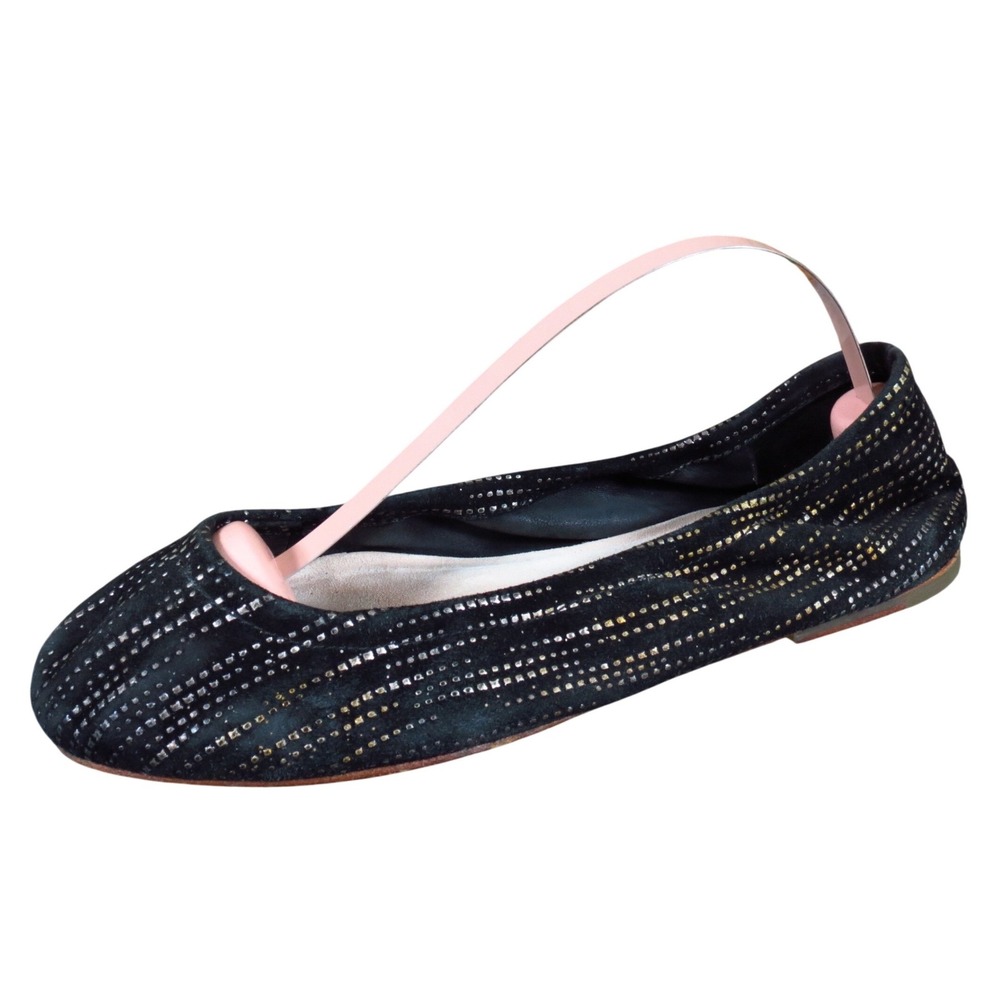 Bloch Rigel Womens Ballet Flat Size 36.5 Casual Dress Black Silver Textured